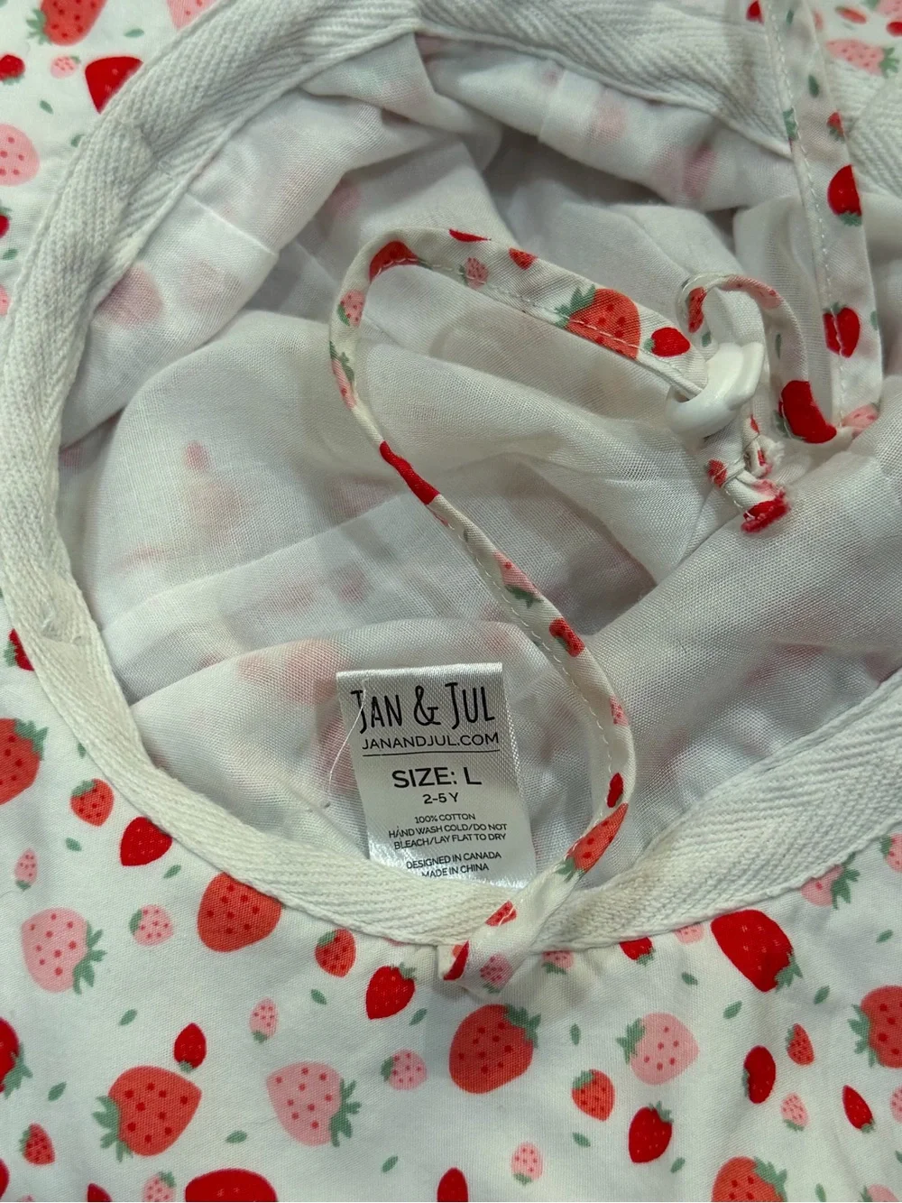 Jan & Jul Strawberry Sun Hat Size L 2-5Y Girls Toddler Cotton Bucket Hat